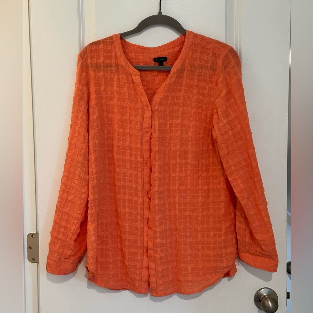 Talbots Coral Woman’s Top Size Large 100% Cotton